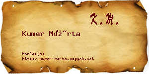 Kumer Márta névjegykártya